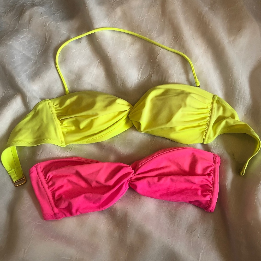 Victoria’s Secret swim tops size M, set of 2 bandeau tops, EUC, bright and cute!